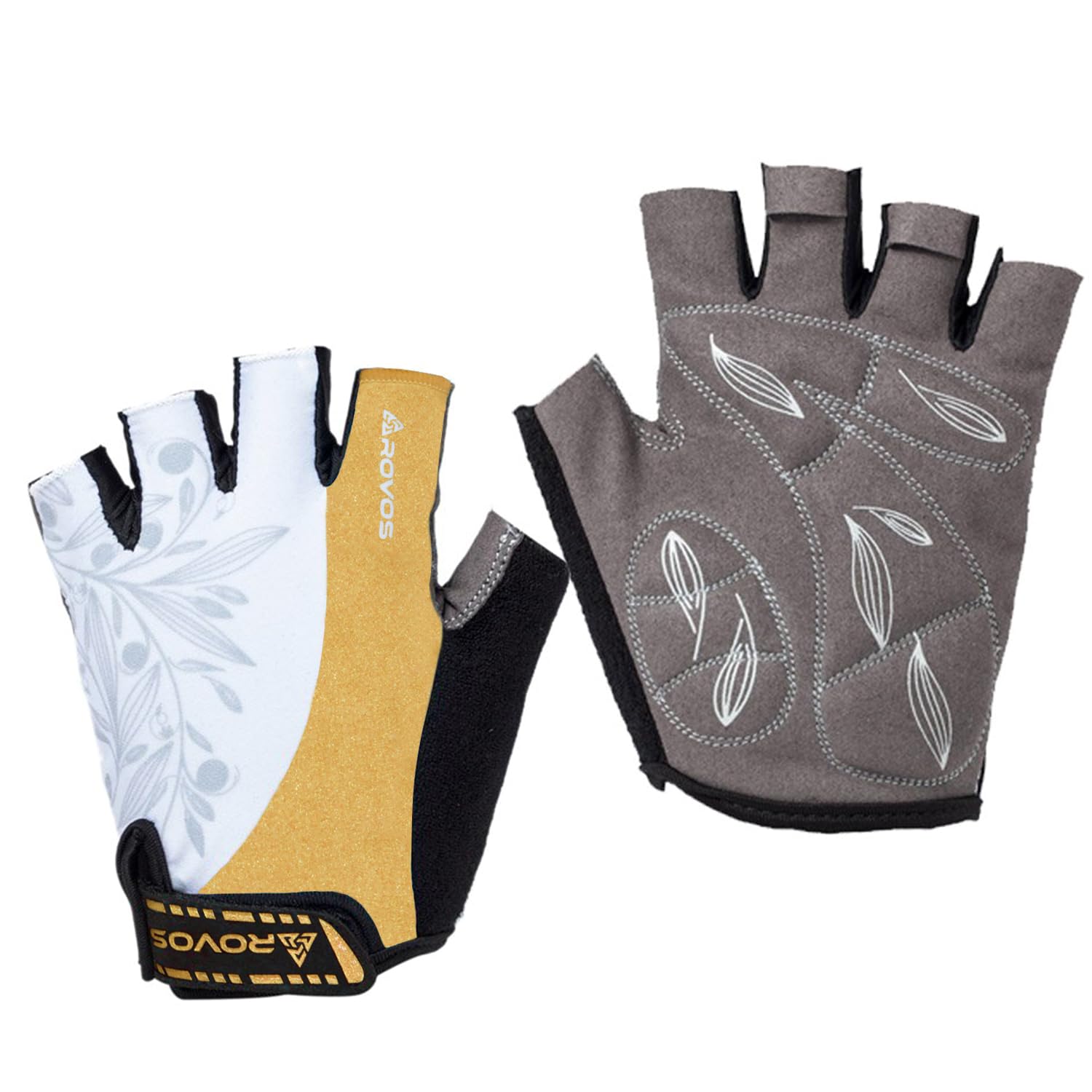 ROVOS Cycling Gloves for Men & Women - 5MM Anti-Slip Shock-Absorbing Gel Pad, Lightweight & Breathable Half Finger Design for Mountain Cycling, Gym,