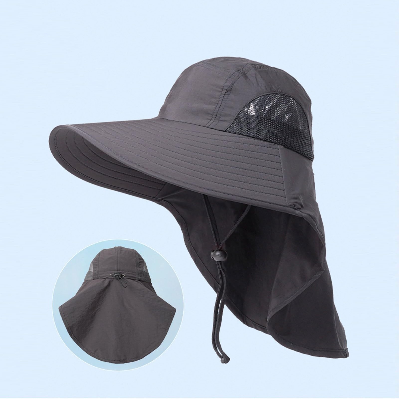 Gorra con Protector Cuello-Nuca UPF 50+,Básico Liso Sombrero de Sol de ala Ancha Unisex Resistente al Agua, Gorras y Sombreros Protección UV, Sombrero de Pesca Y Trekking