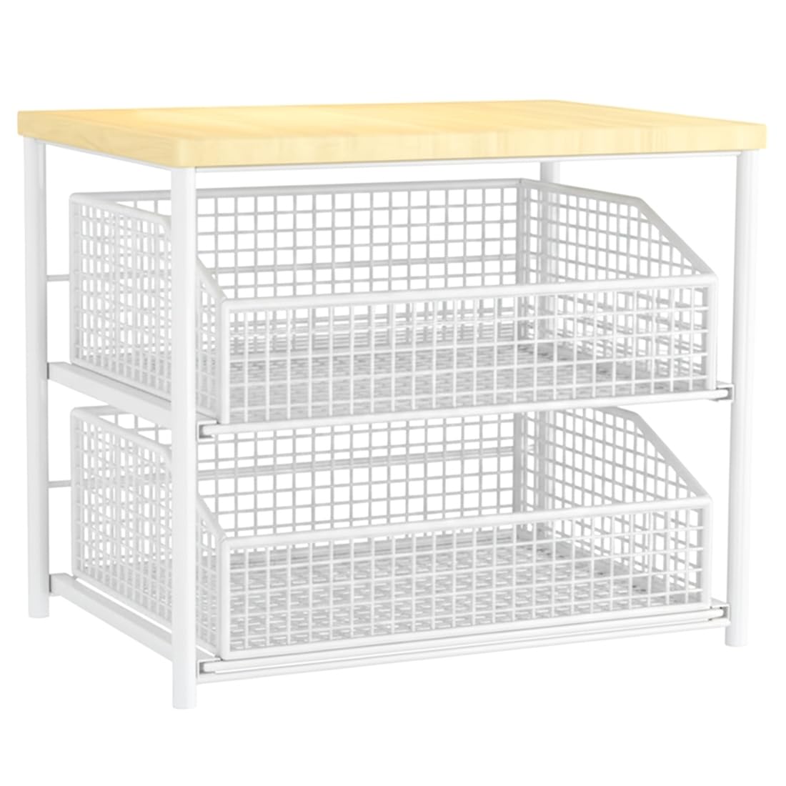 IJSDNVJNDX 1 Space Saving Kitchen Countertop Storage Rack with Drawers and Metal Baskets - Sturdy Multi-Layer Storage Rack
