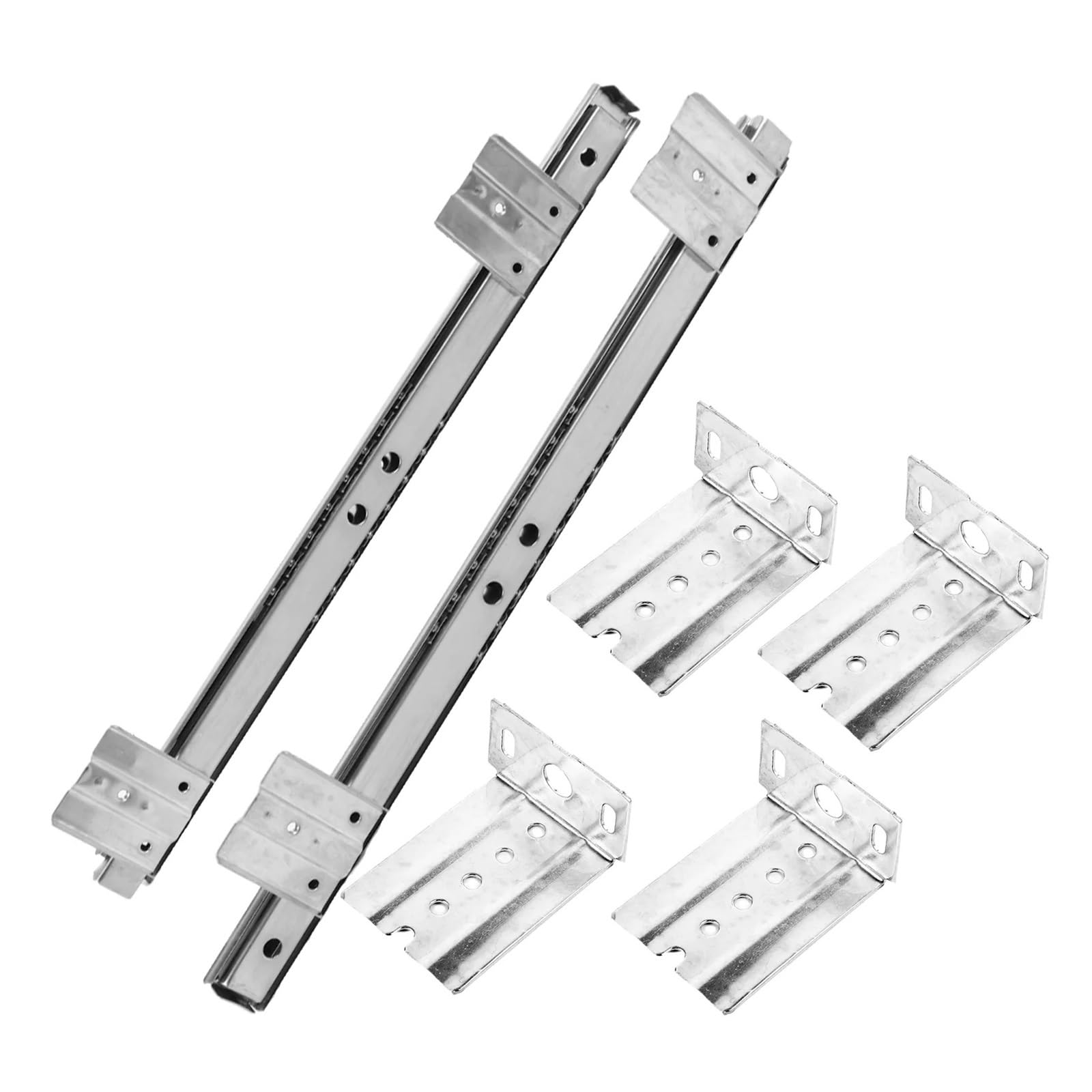 Hudfvioi Silver Drawer Runners Desk Keyboard Drawer Rail Tray Slide Track Adjustable Steel Side Mount Suites Underdesk Computer For Drawer(Silver)