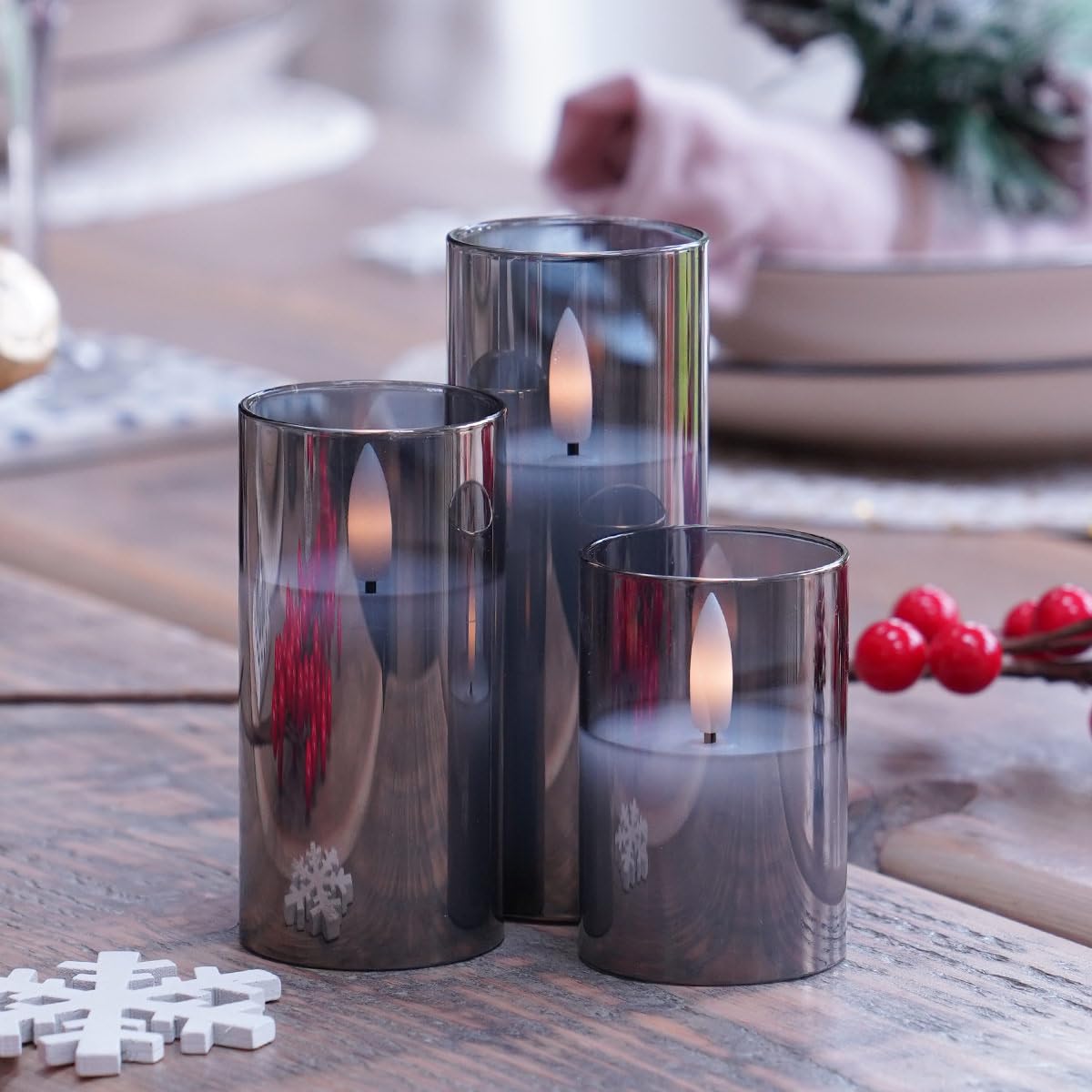 Bokkoy Lot de 2 bougies LED décoratives sans flamme avec télécommande Bokkoy Lot de 2 bougies LED décoratives sans flamme avec télécommande