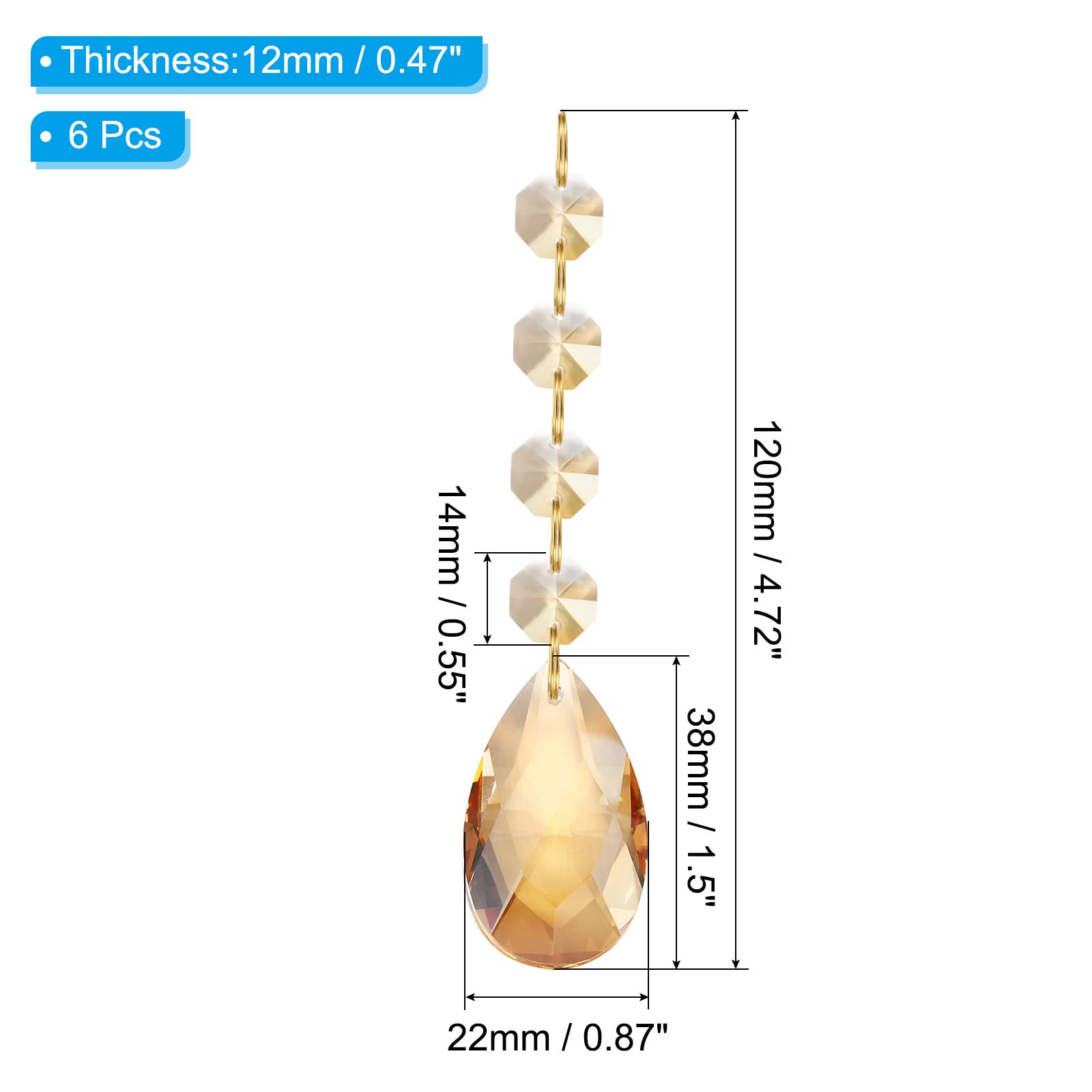 PATIKIL Teardrop Crystal Chandelier Pendants Beads - Image 2