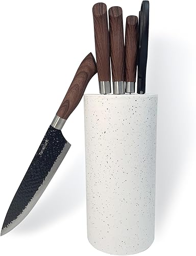 Juego de cuchillos con bloque, juego de 6 cuchillos de chef de acero inoxidable de alto carbono, cuchillos afilados con bloque de cuchillos