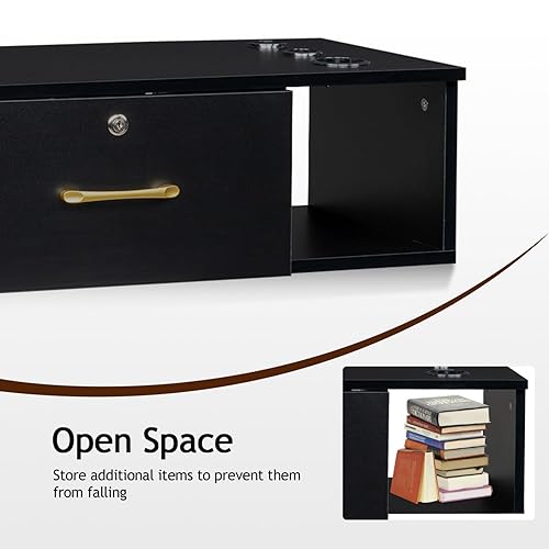 Miniatura 3 de Estación de peluquería de montaje en pared con 2 cajones de bloqueo y 3 agujeros, equipos de spa de belleza, estaciones de pelo para estilistas,