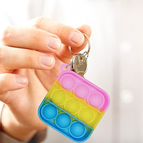 Miniatura 4 de 30 piezas de mini juguetes para ansiedad de burbujas para reventar, llavero de silicona pequeño a granel para recuerdos de fiesta, premios de aula,