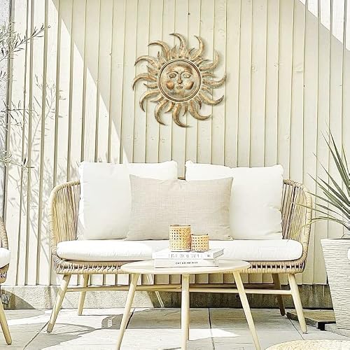 Remenna Metal Sun Wall Art Decor 21.5Inch Hanging For Indoor Outdoor Home Bedroom Living Room Office Garden Yard Patio Rustic Finish #TOP7