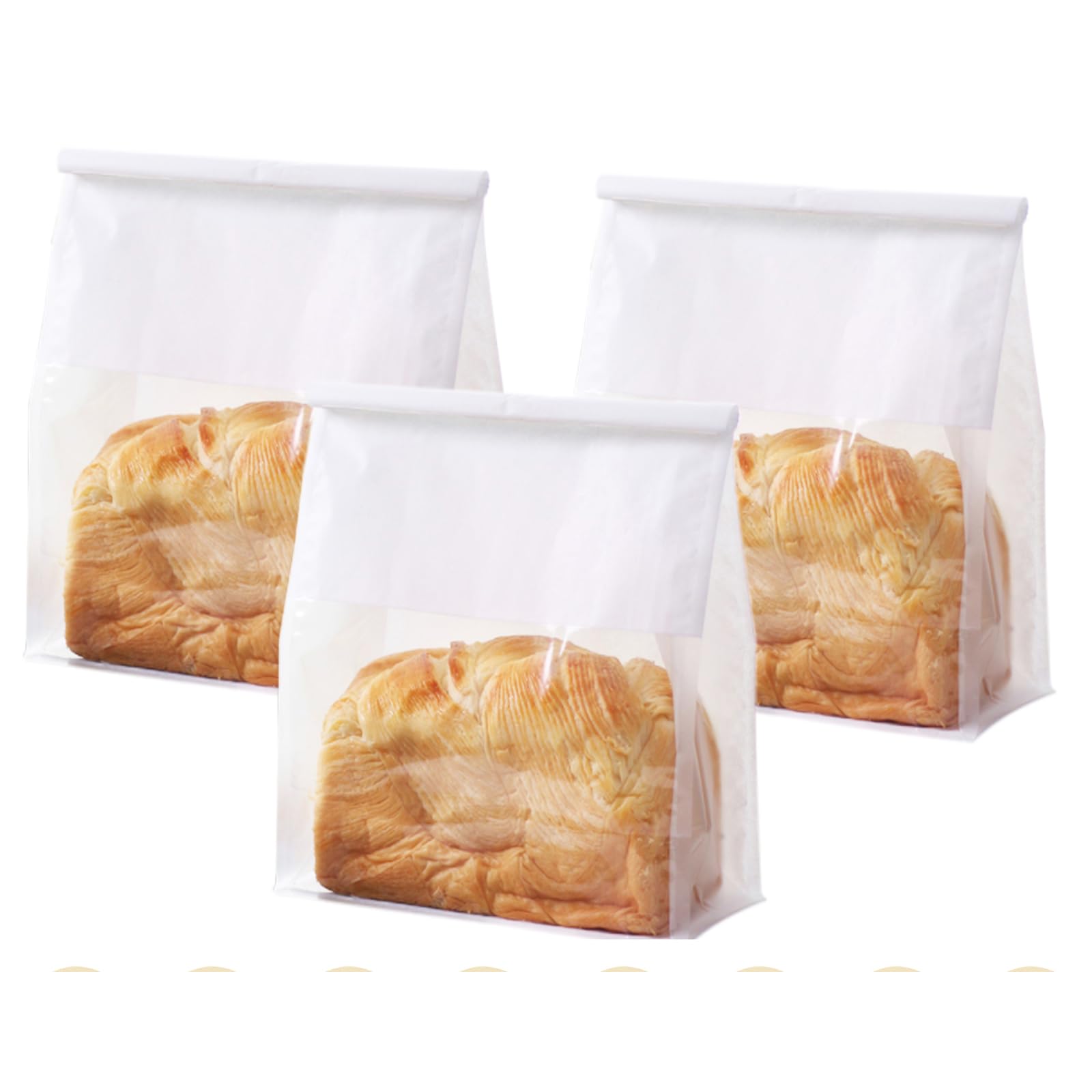 Funcoo 50 Bread Bags with Tabs for Homemade Sourdough Bread Bakery Storage Bags with Window/Ties, Large Bakery Loaf Bag for Baked Goods Packaging(11''