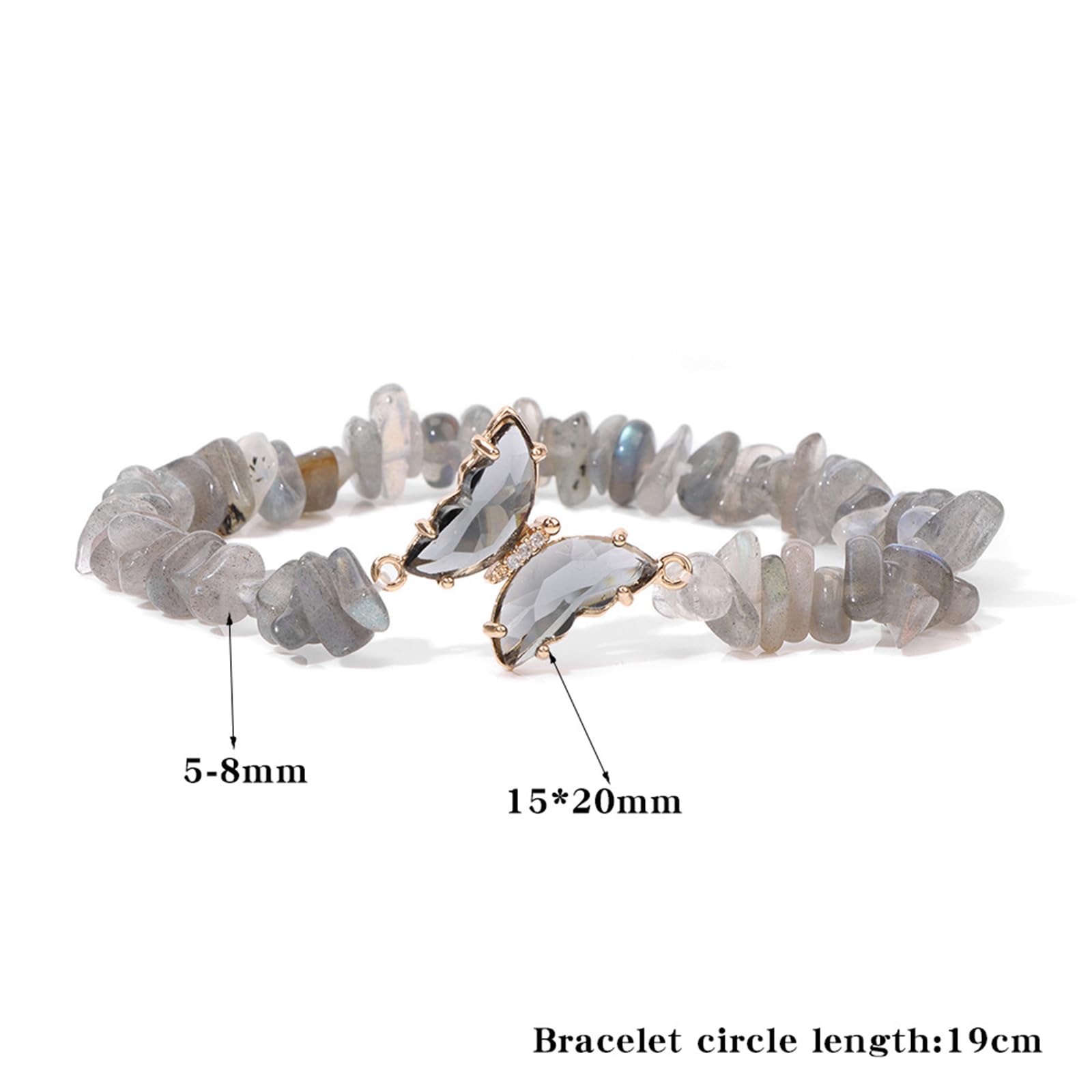Braccialetto in Pietra Naturale Bracciale di Ghiaia Farfalla Perle di Ghiaia Irregolari Bracciale in Perline-B-Un