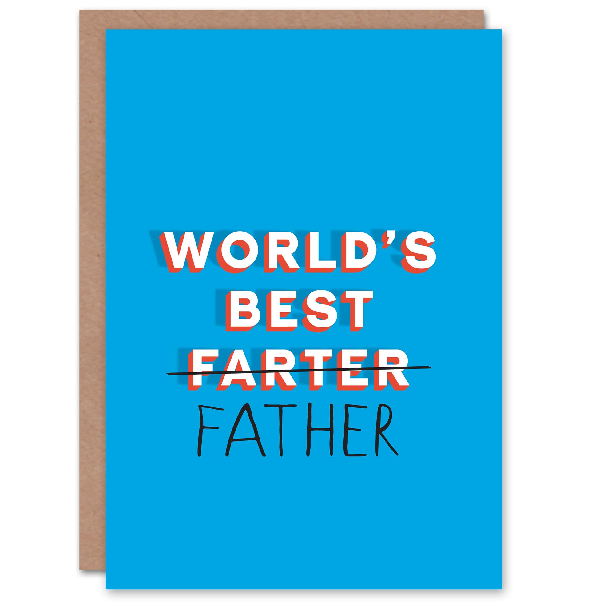 Artery8 Father's Day Card Worlds Best Farter Typo Correction Fun Funny Cheeky Humour Joke For Him Dad Father Greeting Card