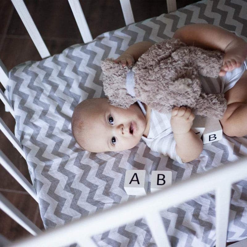 Cot Bed Jersey Fitted Sheet 100% Cotton 140 x 70 cm Chevron - Pack Of 2