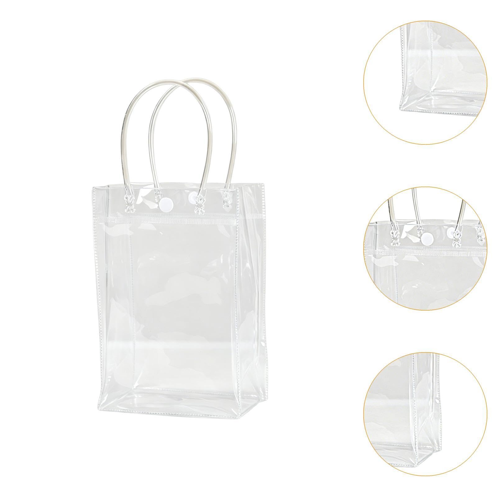 25 Pezzi Borse Trasparenti Regalo Sacchetti Manico PVC Multiuso Borse per Confezionare Bomboniere Regalo Adatte a Eventi Home Decor, 13 Cm