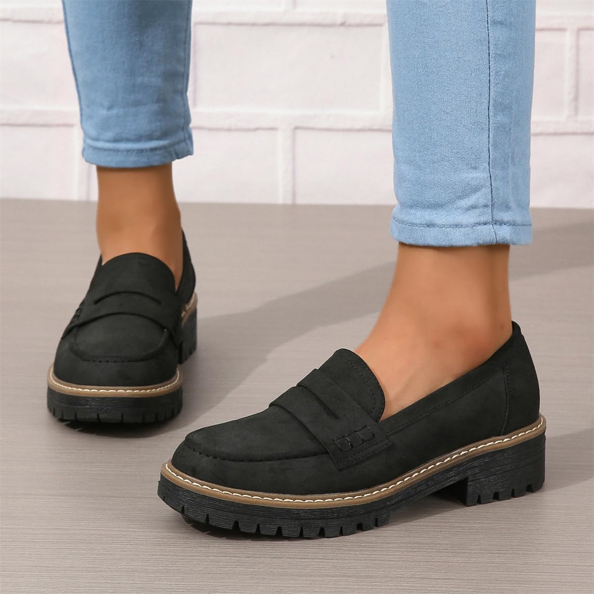 Womens Loafers Shoes Platform Chunky Penny Loafer Lug Sole Comfortable Slip On Work Office Business Casual Dress Shoes, US Size 5-11.5 - Image 3