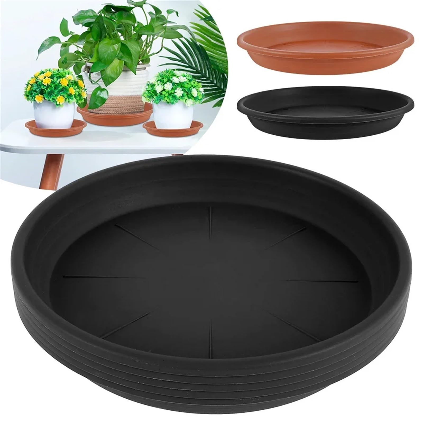 5 piezas de platillos de plástico for plantas, bandejas de goteo redondas for plantas, macetas for interiores y exteriores, suministros for el jardín del hogar Bandeja Para Macetas(Brown 5PCS 15cm)