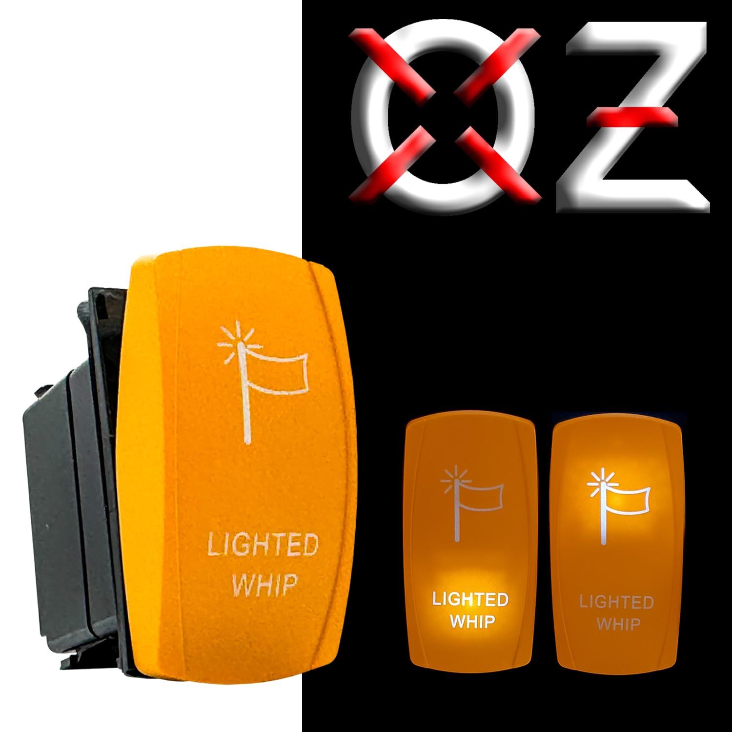 OZ-USA Lighted Whip On/Off Yellow Rocker Switch with Pulse Power Busbar Plug Wiring Harness Compatible with Polaris RZR Xpedition ADV Turbo Pro Ranger Crew General XP