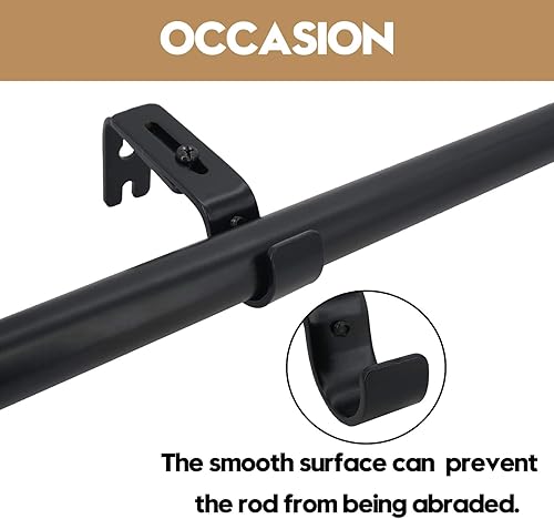 Miniatura 7 de AddGrace Soporte de barra de cortina ajustable, se adapta a barras de cortina de hasta 1 pulgada, juego de 6, soporte de barra de cortina extensible