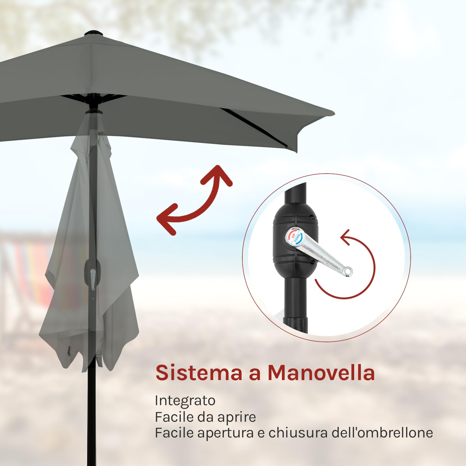 WOLTU Ombrellone da Giardino, Ombrellone da Spiaggia con Protezione UPF 50+, Inclinazione Regolabile, Borsa per Trasporto, Parasole Ventilato per Balcone/Giardino/Spiaggia, 206x135cm