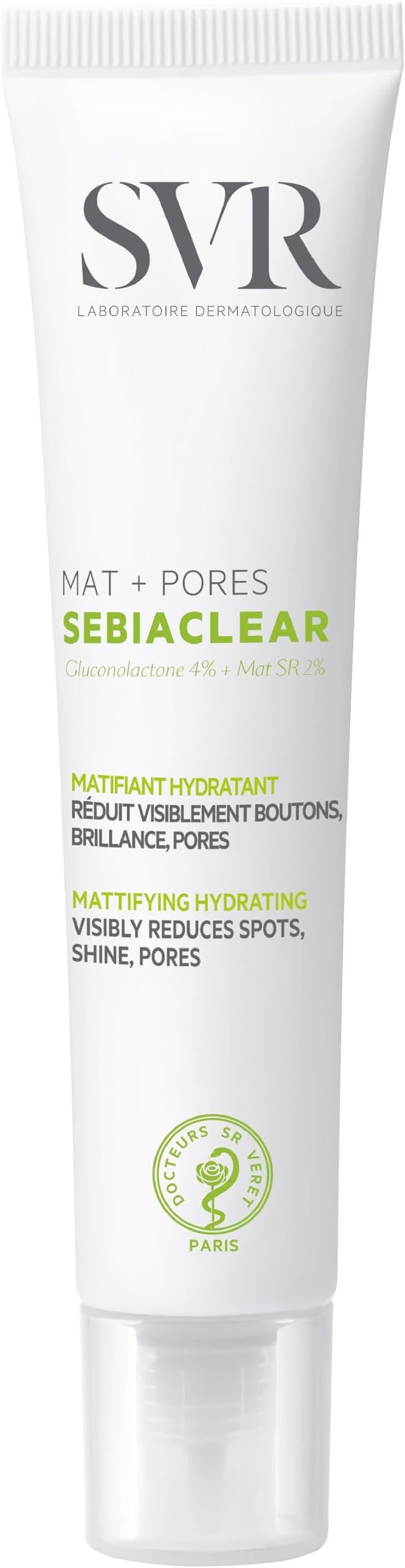 SVR Sebiaclear Mat+Pores Mattifying Face Cream. 4% Niacinamide Non-Comedogenic Moisturizer for Oily to Combination Skin. Controls Shine & Visibly Tighten Pores. Oil-Free, 1.3 fl.oz