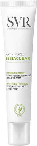 SVR Sebiaclear Mat+Pores Crema facial matificante para pieles grasas a mixtas, 4% niacinamida y 4% PHA hidratante no comedogénico para controlar el