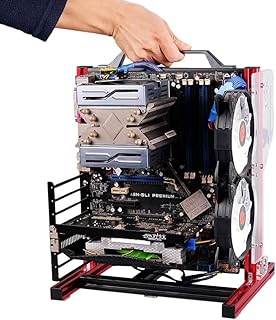PC Test Bench Open Frame for ATX MATX Motherboard Aluminum Acrylic Computer Case DIY Mod Host Stand ATX MacroATX ITX red and Black