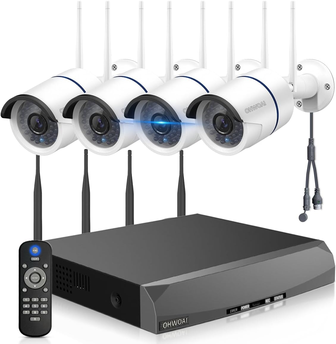 《Dual Antenna Enhanced & 100FT Night Vision》Outdoor Wireless Security Camera System, WiFi Cameras, Home Video Surveillance Systems, Surveillance DVR Kits