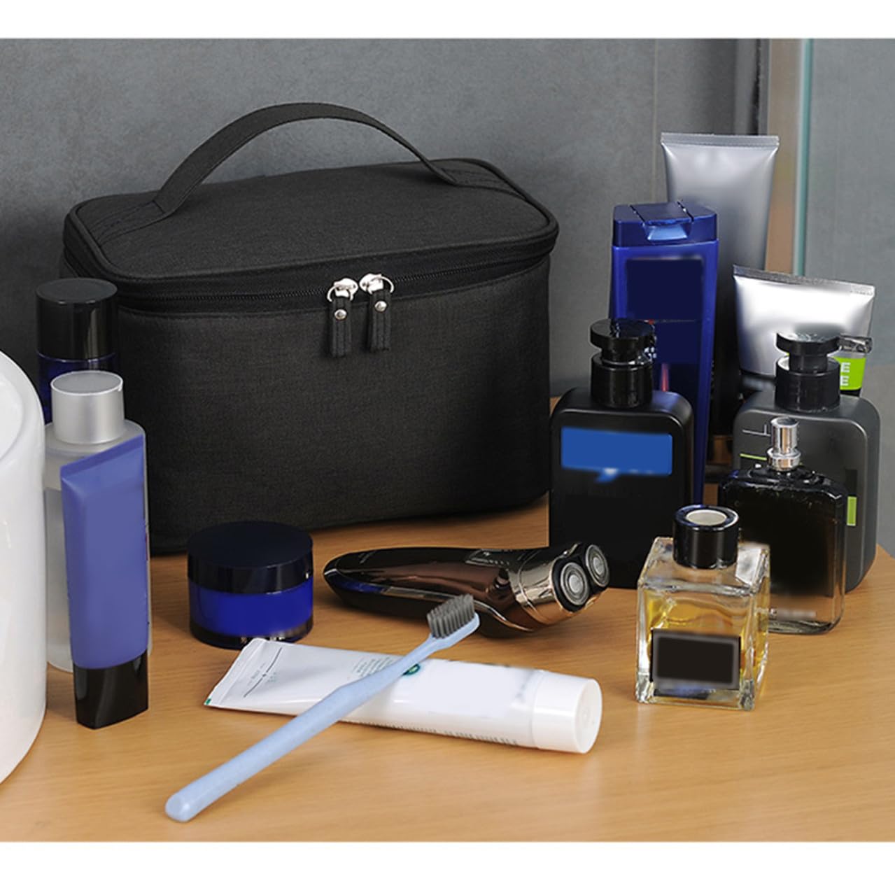 FOMIYES Reise-Kosmetiktasche Tragbarer Make-up-Beutel Kosmetik und Toilettenartikel-aufbewahrungsbeutel Organizer für Damen Schwarz Kompakt und Leicht für Reisen Urlaub
