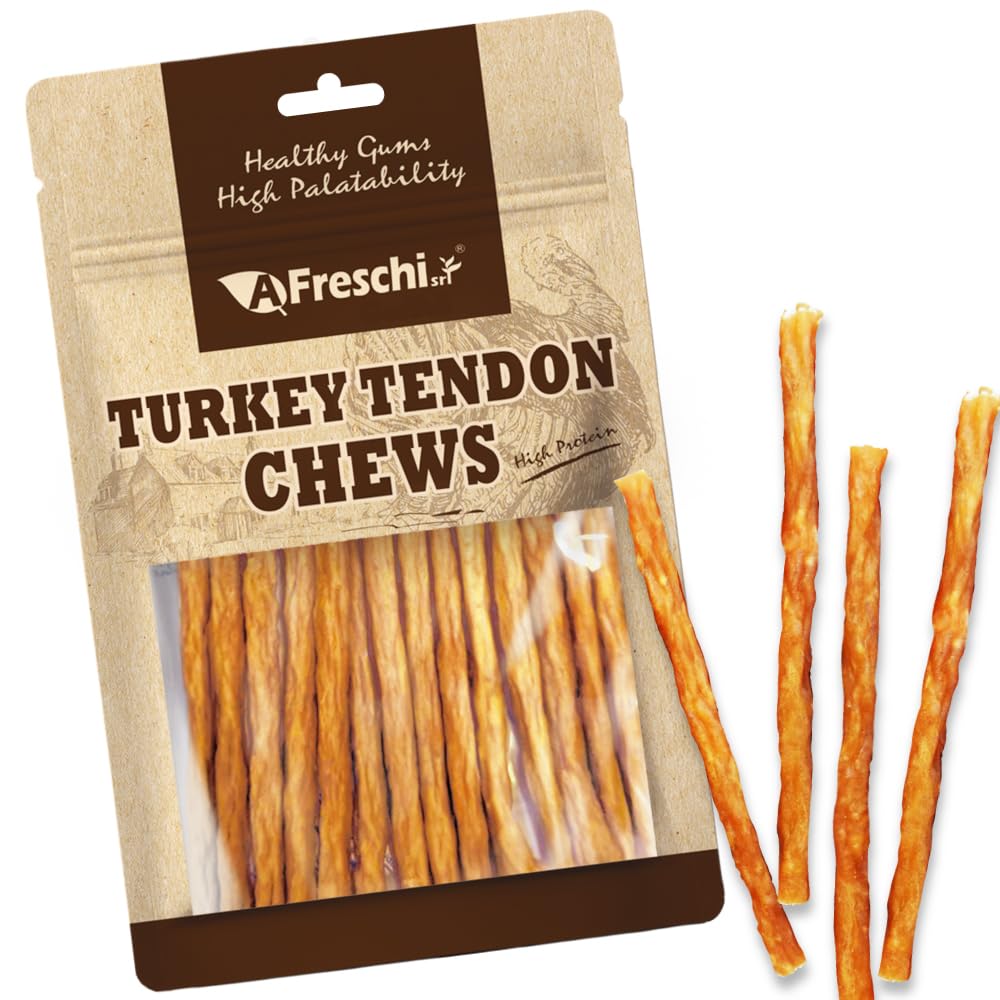 Turkey Tendons for Dogs, USA-Sourced, Healthy Dog Treats, Rawhide-Free Puppy Chews, All Natural, Hypoallergenic Dog Treats, Thin Sticks, 3.5 oz Pack