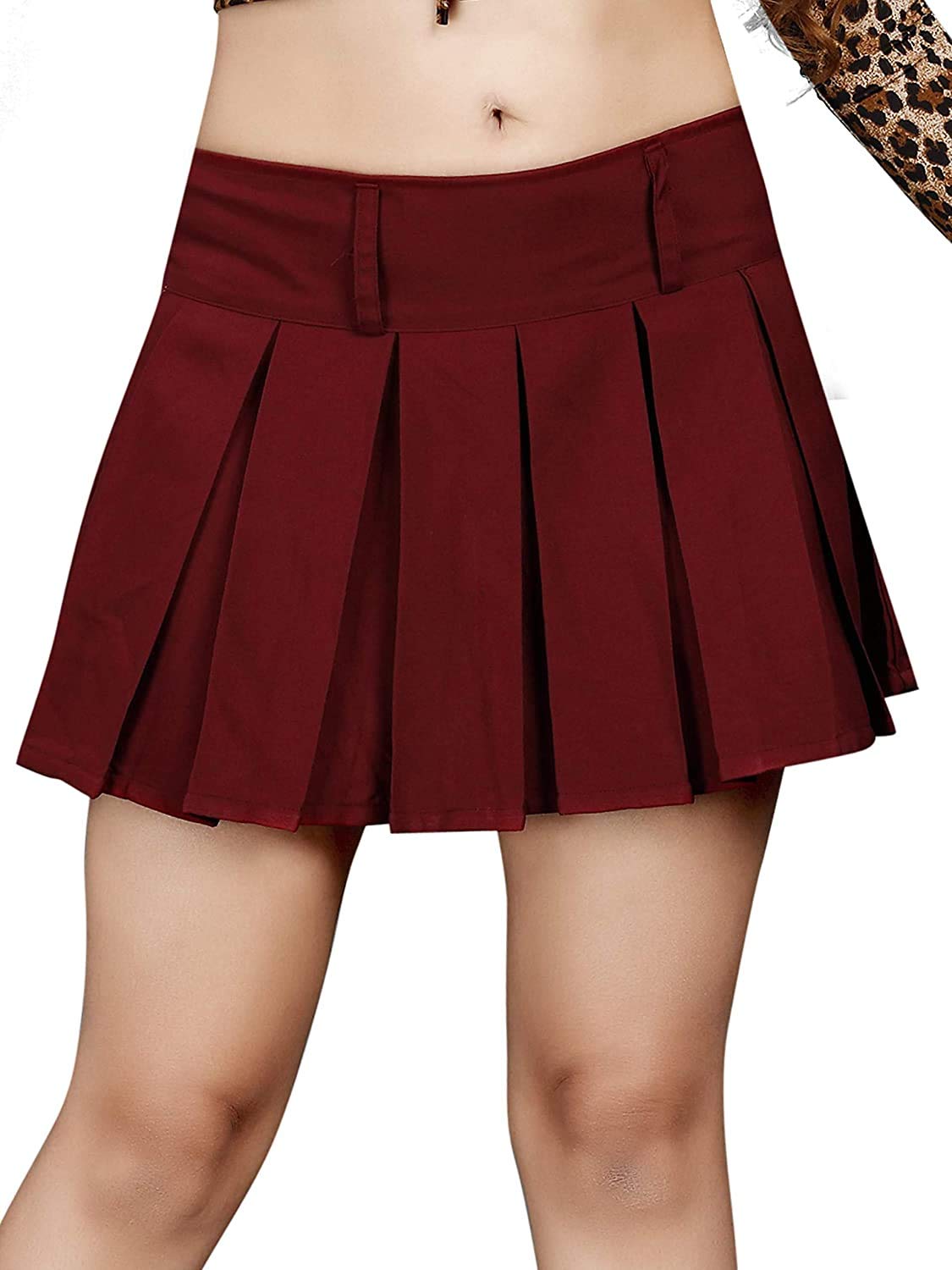 Women's Sexy Pleated Micro Mini Burgundy School Girl Skirt Size UK 6-24 Divas World ((10-12))