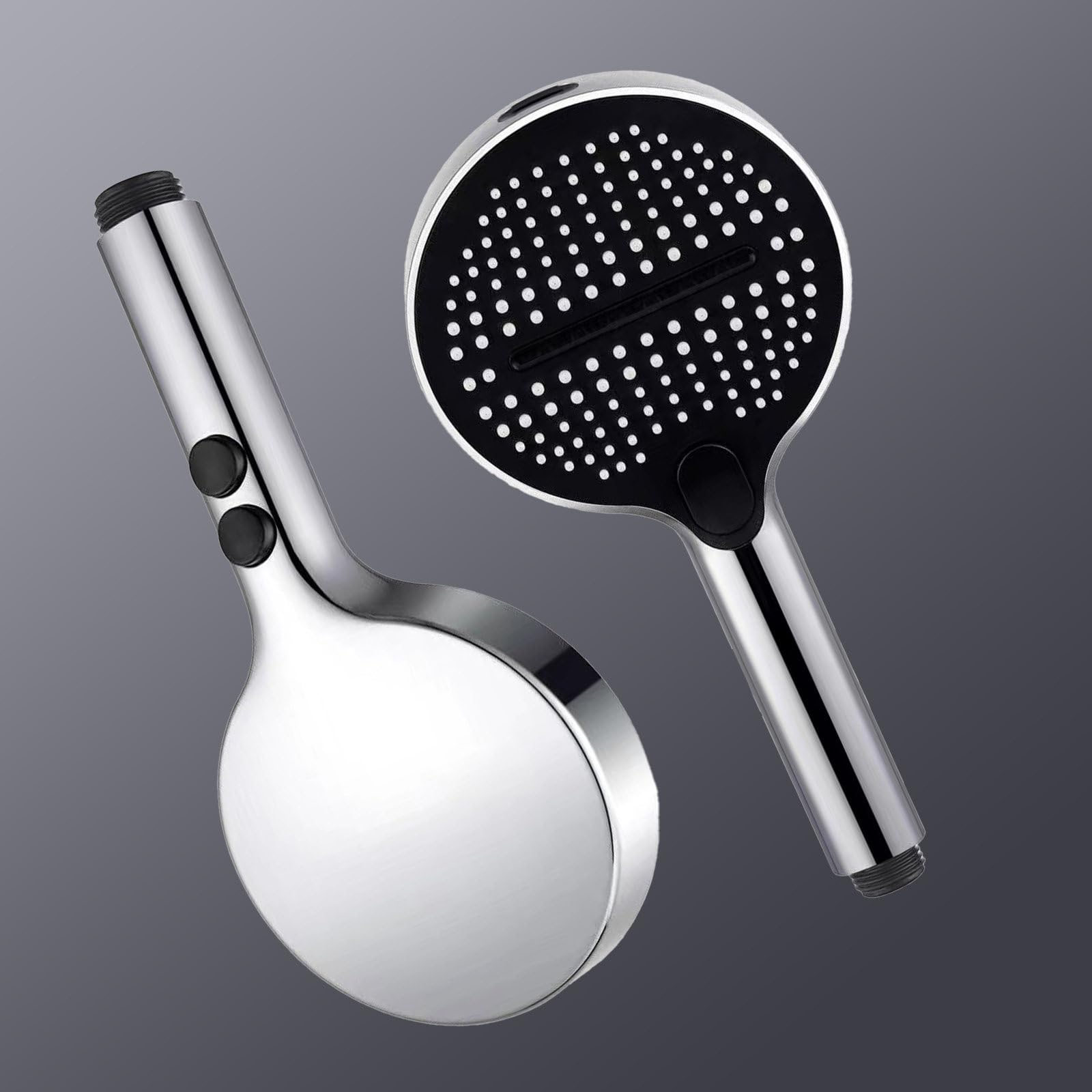 Alcachofa de Ducha de Mano 5 Modos, Cabezal de Ducha ABS Alta Presión con Soporte de Cobre y Flexo de Acero INOX 1,5 m – Ahorro de Agua, Antical, para Baño, Ducha y Bañera