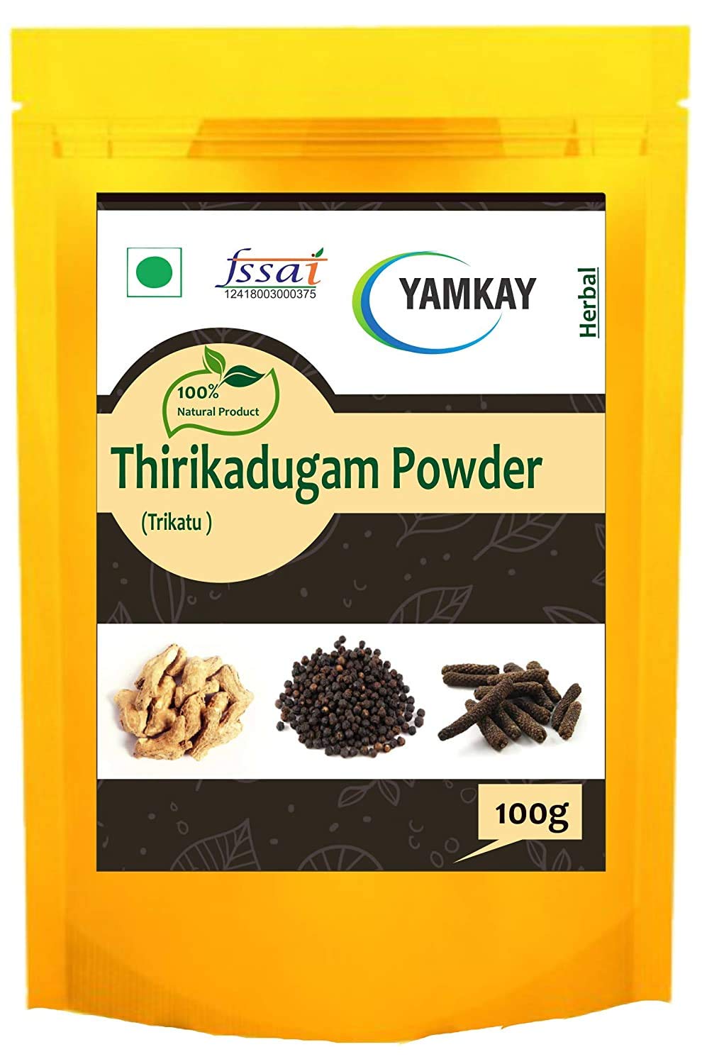 Yamkay Thirikadugam | Trikatu Churna | Thirukaduga | Katutraya Churna | Long pepper, Black pepper, Ginger Powder | Healthy digestion | Blend of herbs | Burn Energy from Food | 100 gm