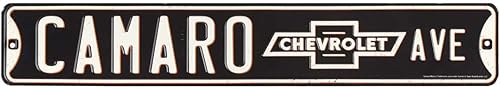 Chevrolet Camaro Avenue - Letrero de calle de metal en relieve, letrero vintage de Chevrolet para garaje o cueva de hombre