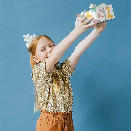 Miniatura 4 de Papel de regalo de cumpleaños para niños, niñas, niños, diseño de animales de dibujos animados, papel de regalo para cumpleaños, baby shower, 4