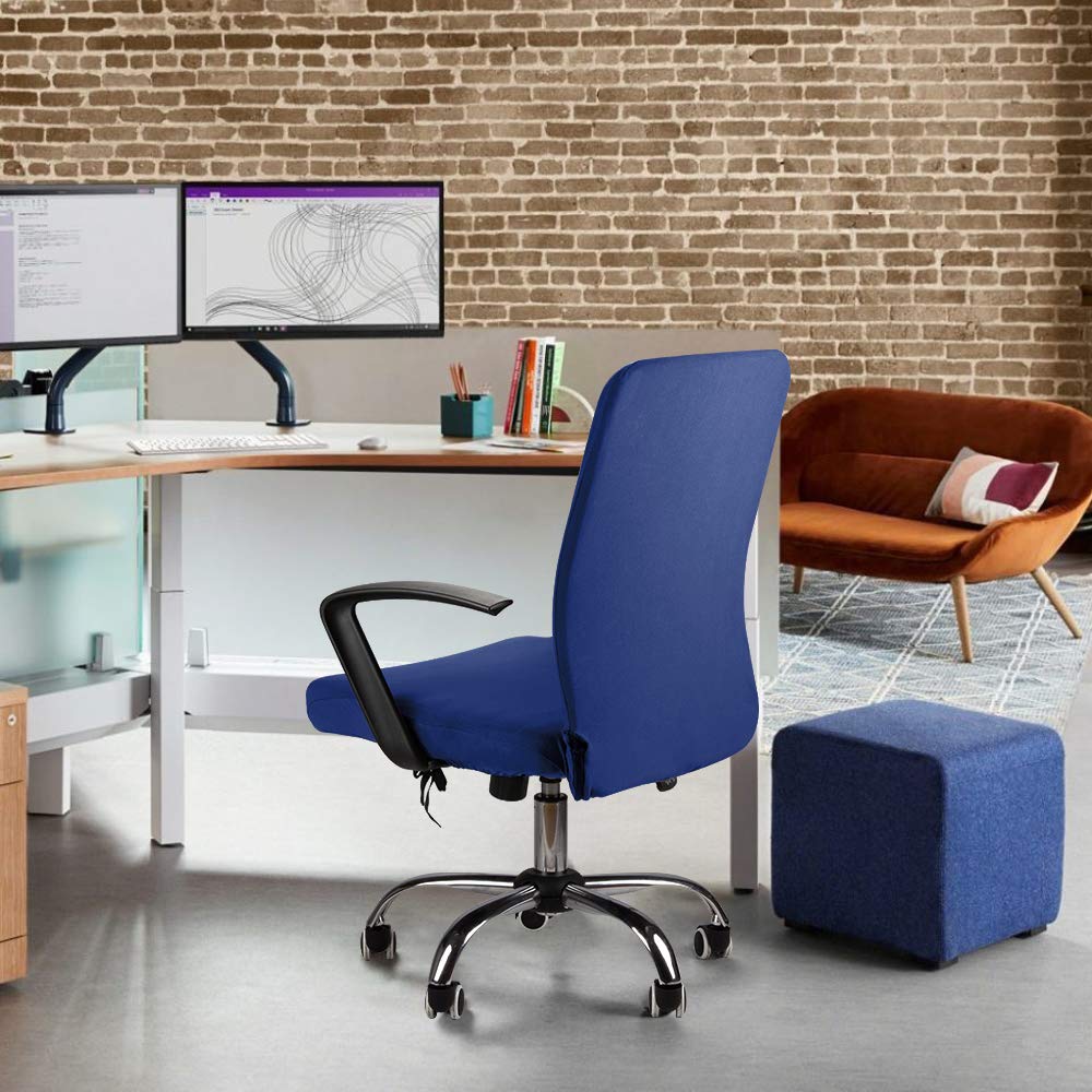 Housse pour chaise de bureau élastique amovible extensible Bleu 2 pièces
