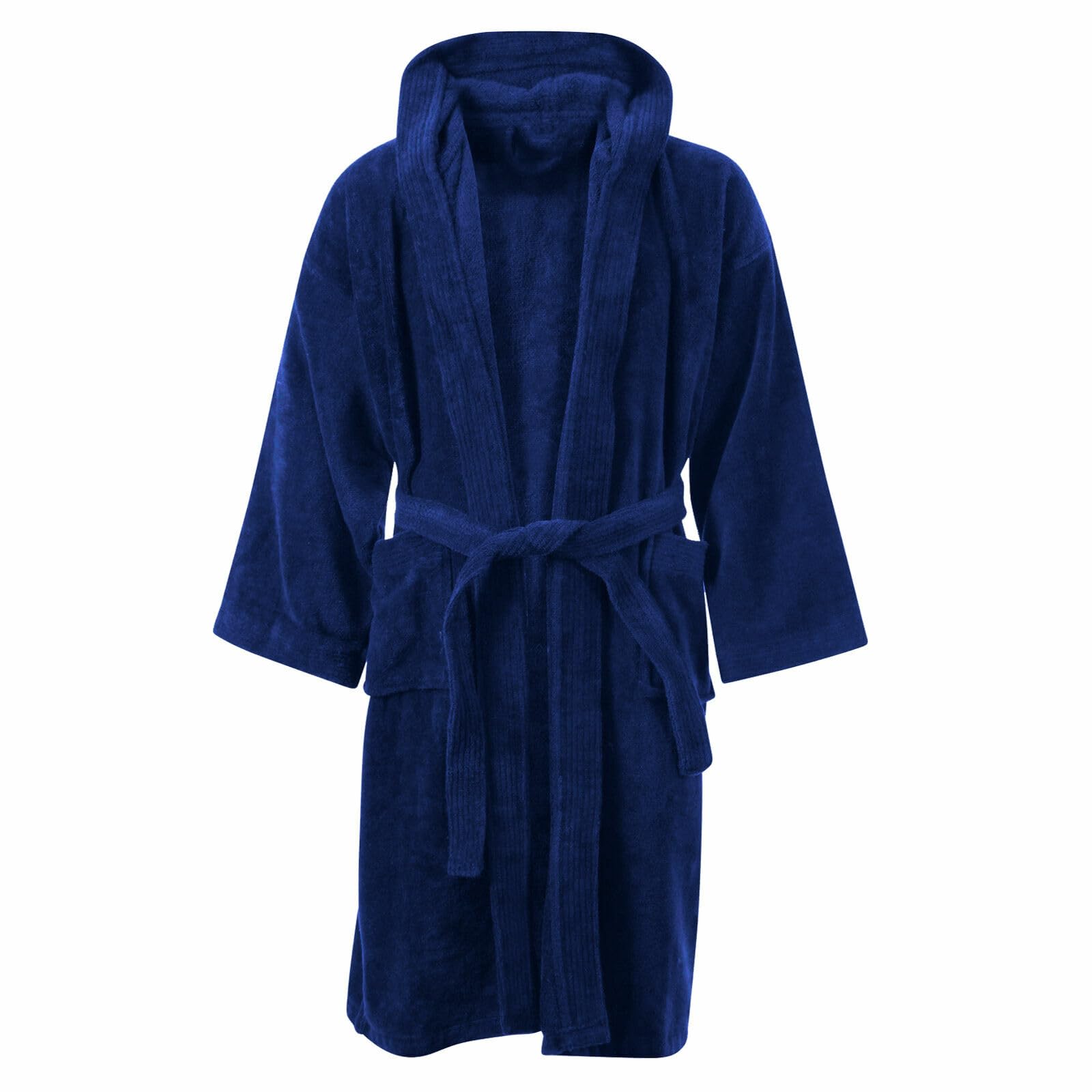 Kids Terry Towel Bathrobe Unisex Children Boys Girls 100% Egyptian Cotton Luxury Towelling Hooded Dressing Gown Soft Fine Comfortable Nightwear Bath Robe Lounge Wear Housecoat