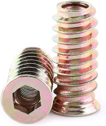 Juego de 20 tuercas roscadas de acero al carbono chapadas en zinc, tuercas hexagonales para muebles M6M8M10, kit de herramientas para muebles de