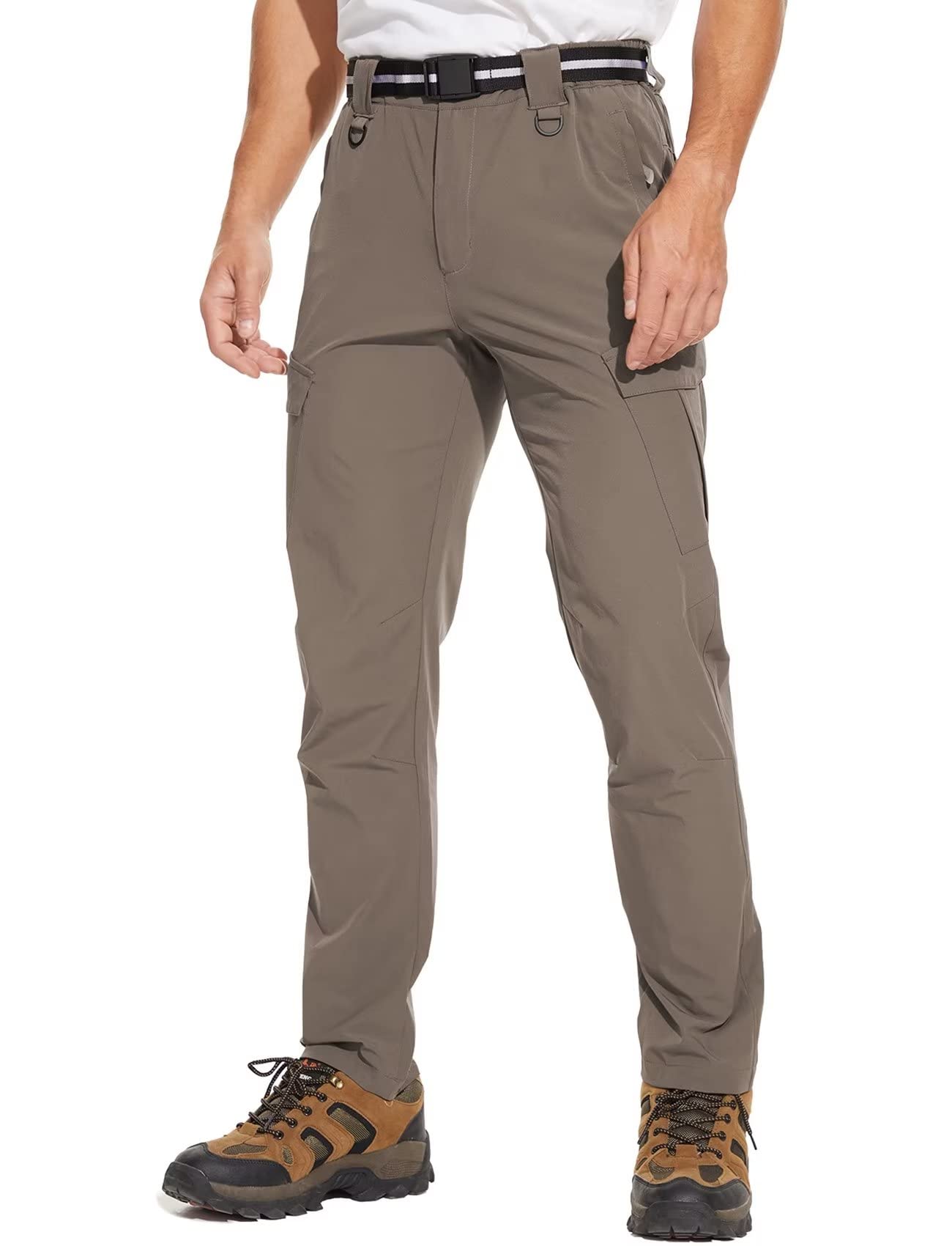 Men's Outdoor Hiking Pants, Quick Dry,Waterproof,Lightweight Fit Cargo Work & Fishing Pants with 6 Pockets and Belt