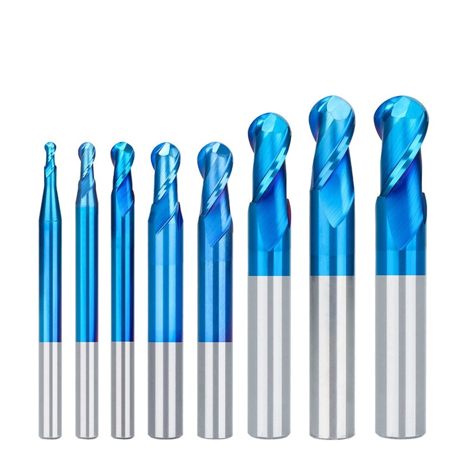 TBZOQAID 1Pcs Nano Blue Coat Ball Nose End Mill CNC Router Bits HRC 65 2 Flute Spiral Tungsten Carbide Cutter Milling Tool