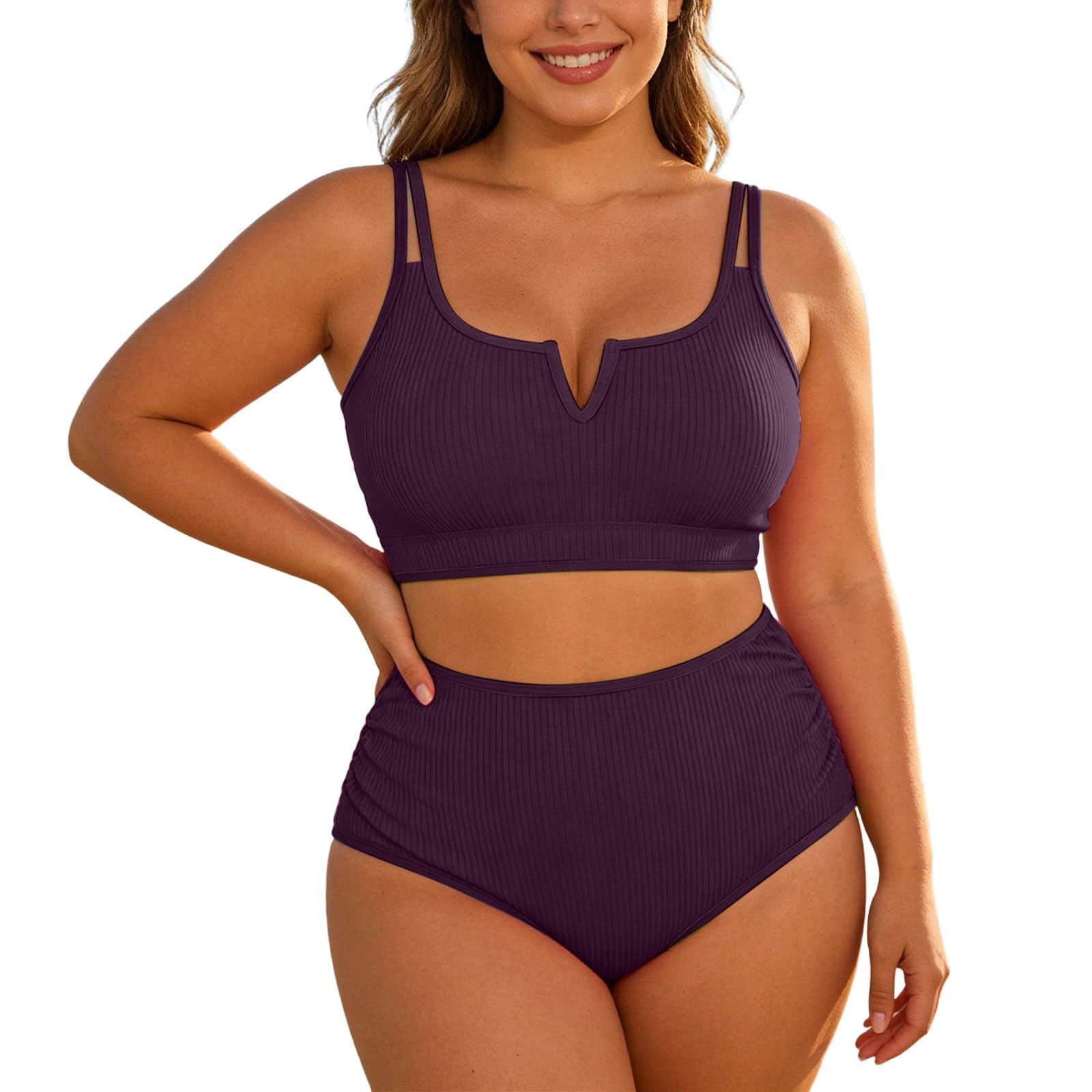 Damen Badeanzug, Zweiteiliger/Bikini In Übergröße Mit Verstellbaren Trägern Für Kurvige Figuren, Trendiger Sommer-Stil