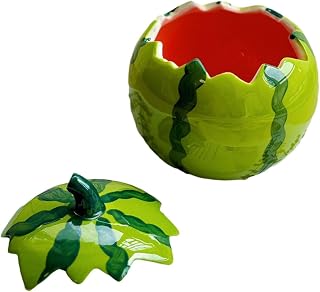 Generic Pottery Retro Watermelon Shape Bowl, Multifunctional Fruit Salad Snack Bowl, 12.7 cm x 12.7 cm