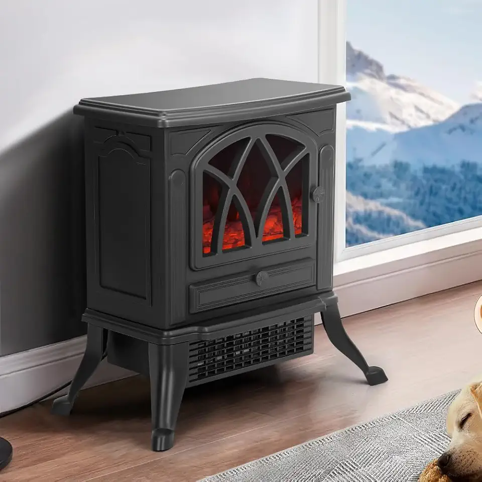 110V, 2000W, Design de Três Interruptores, Efeito de Vermelho de Chama 3D, Aquecedor Lareira Retrô, Aquecedor Eletrico Lareira