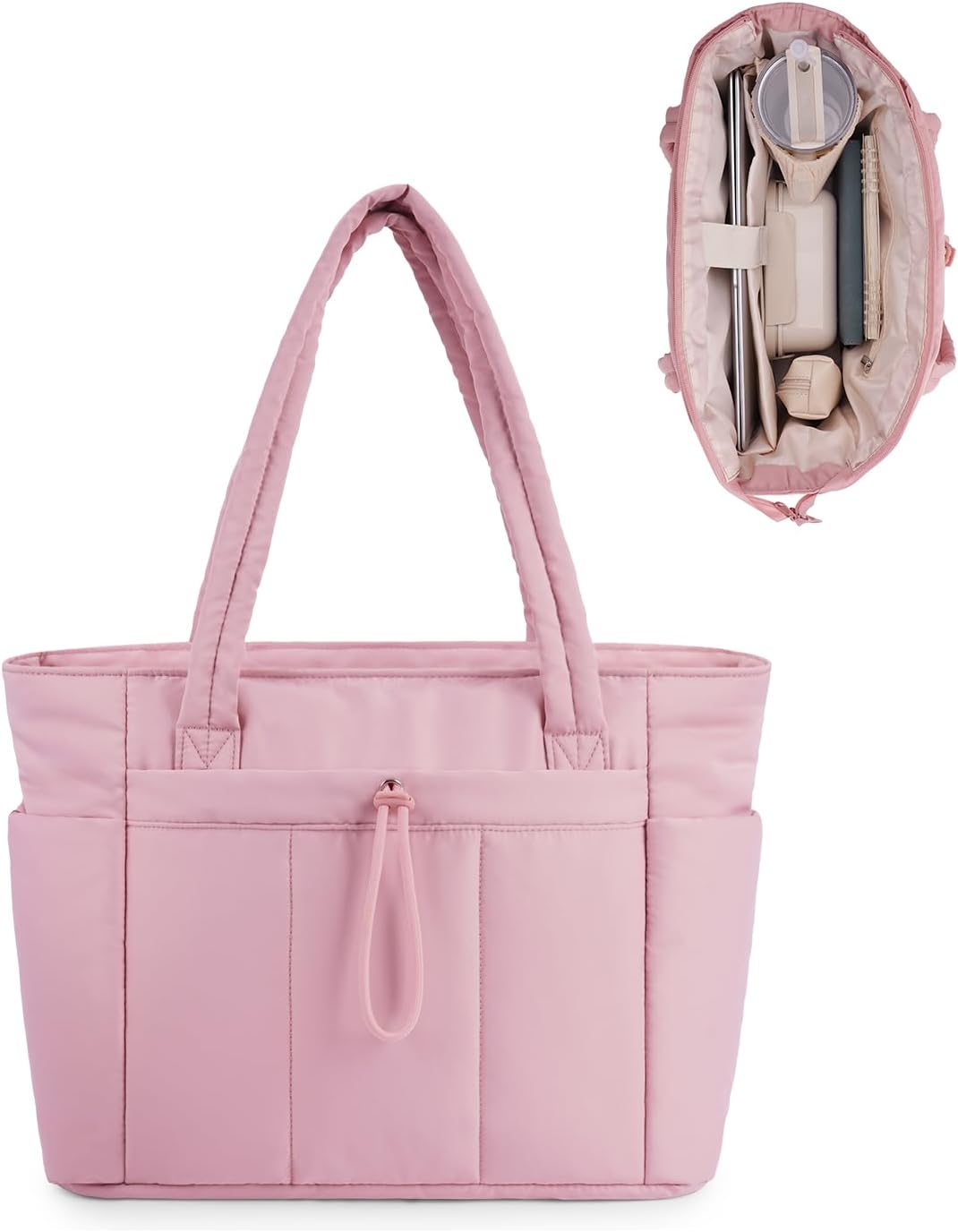 croco shopper met laptopvak zwart | 018421-Zwart