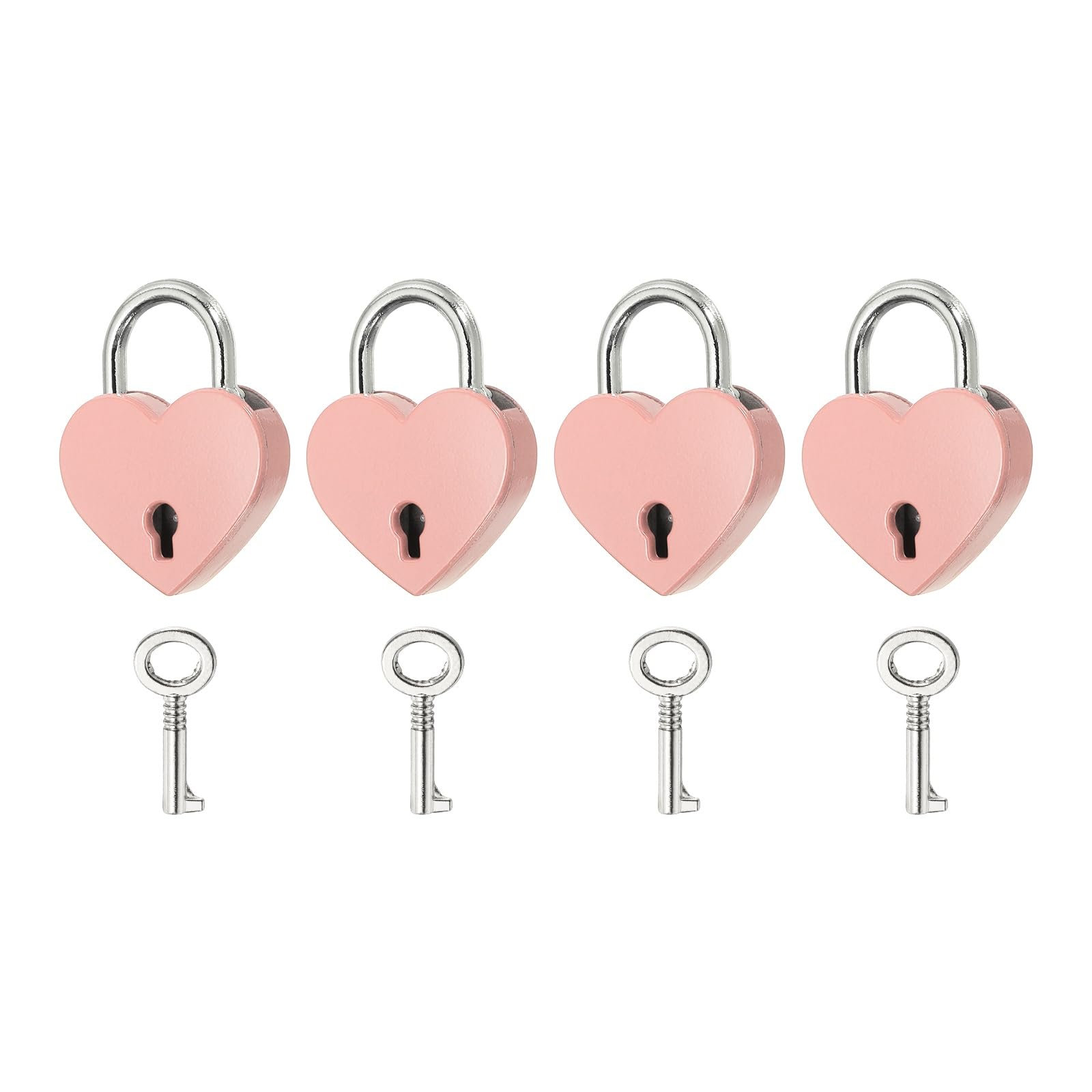 PATIKIL Mini Heart Lock with Key, (30 x 39 mm, Pink) (4 Pcs), Heart Shaped Padlock Metal Love Locks, Suit for - Lover Bridge/Anniversary/Diary Book/Handbag/Jewelry Box — image 1