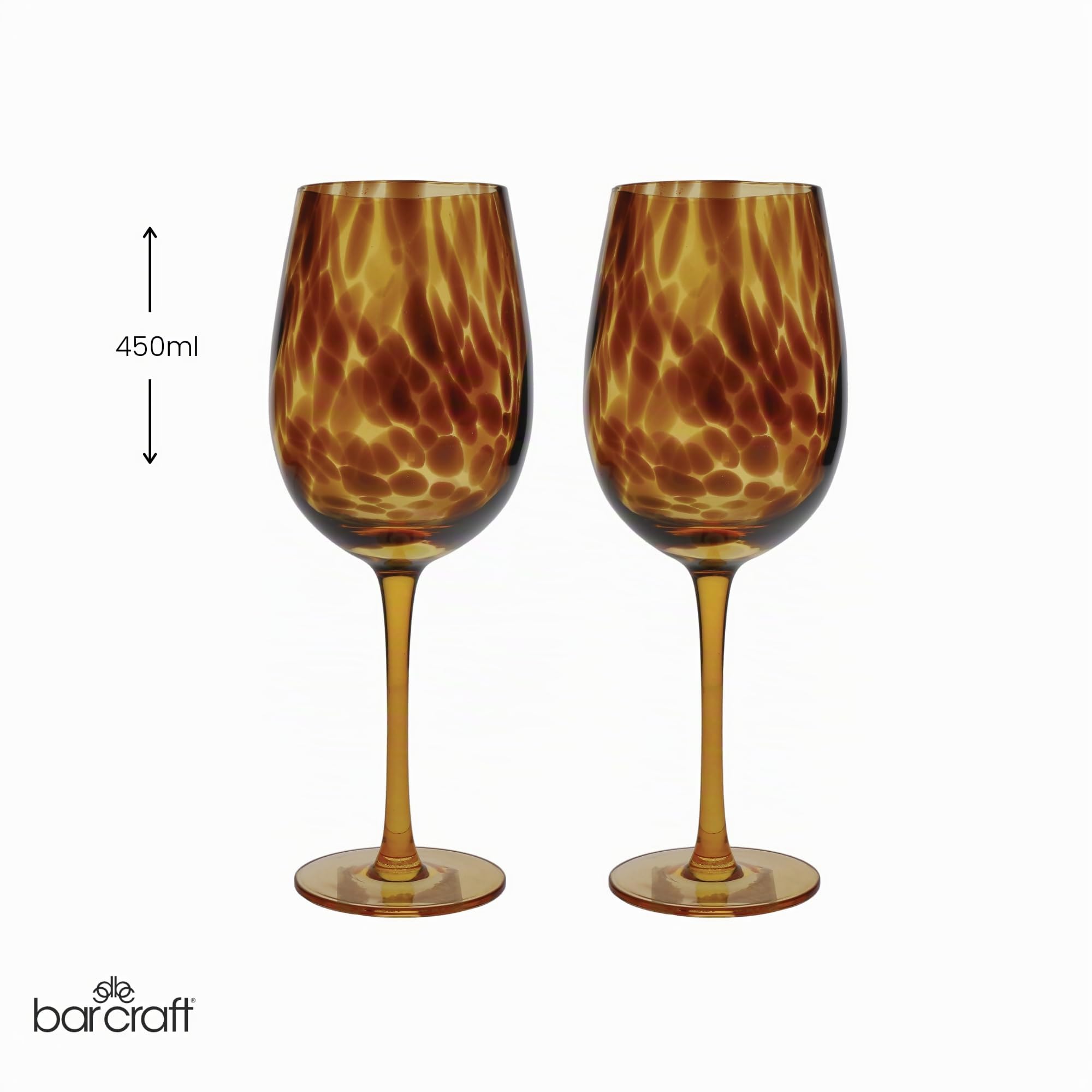 BarCraft Set de 2 Verres à Vin dans Un Coffret Cadeau, Motif Écailles de Tortue, Fabrication Artisanale à la Main, 450 ML