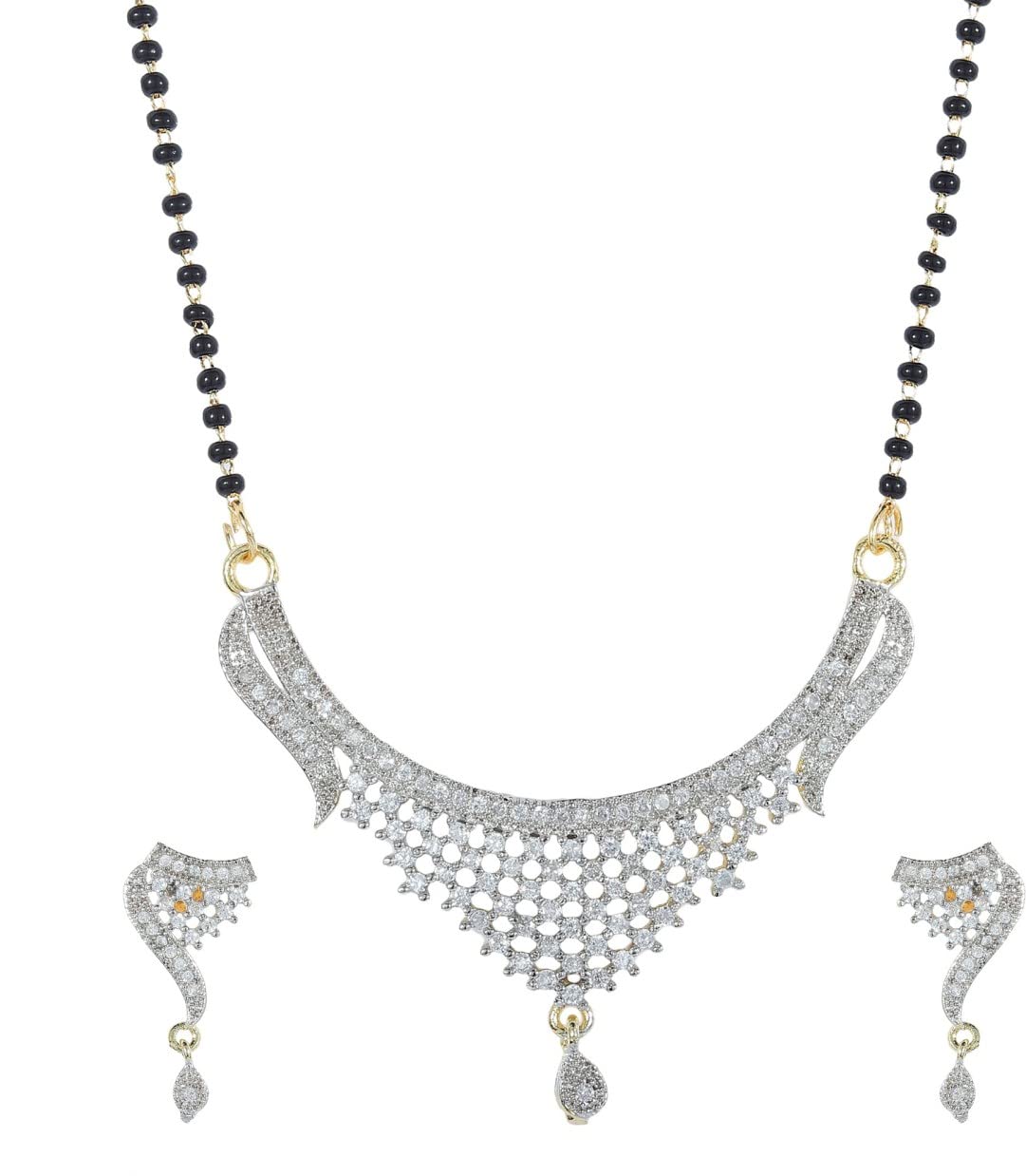 RKD Enterprises Trendy Latest American Dimond Studded Mangalsutra Pendant With Earrings, Alloy Mangalsutra for Women… (Trendy) (B09LV75MHR) Amazon Price History, Amazon Price Tracker