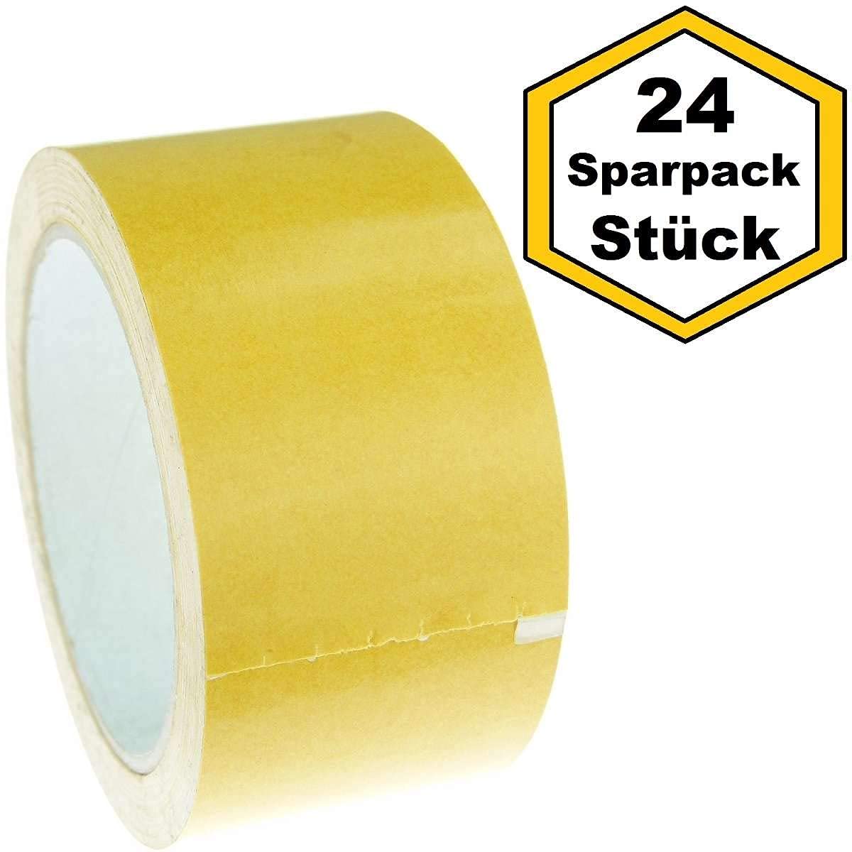 24 Rollen 25 m x 50 mm Doppelseitiges Universal Klebeband - Vielseitiges Klebeband für Verpackungen, Deko, Teppiche oder zum Basteln