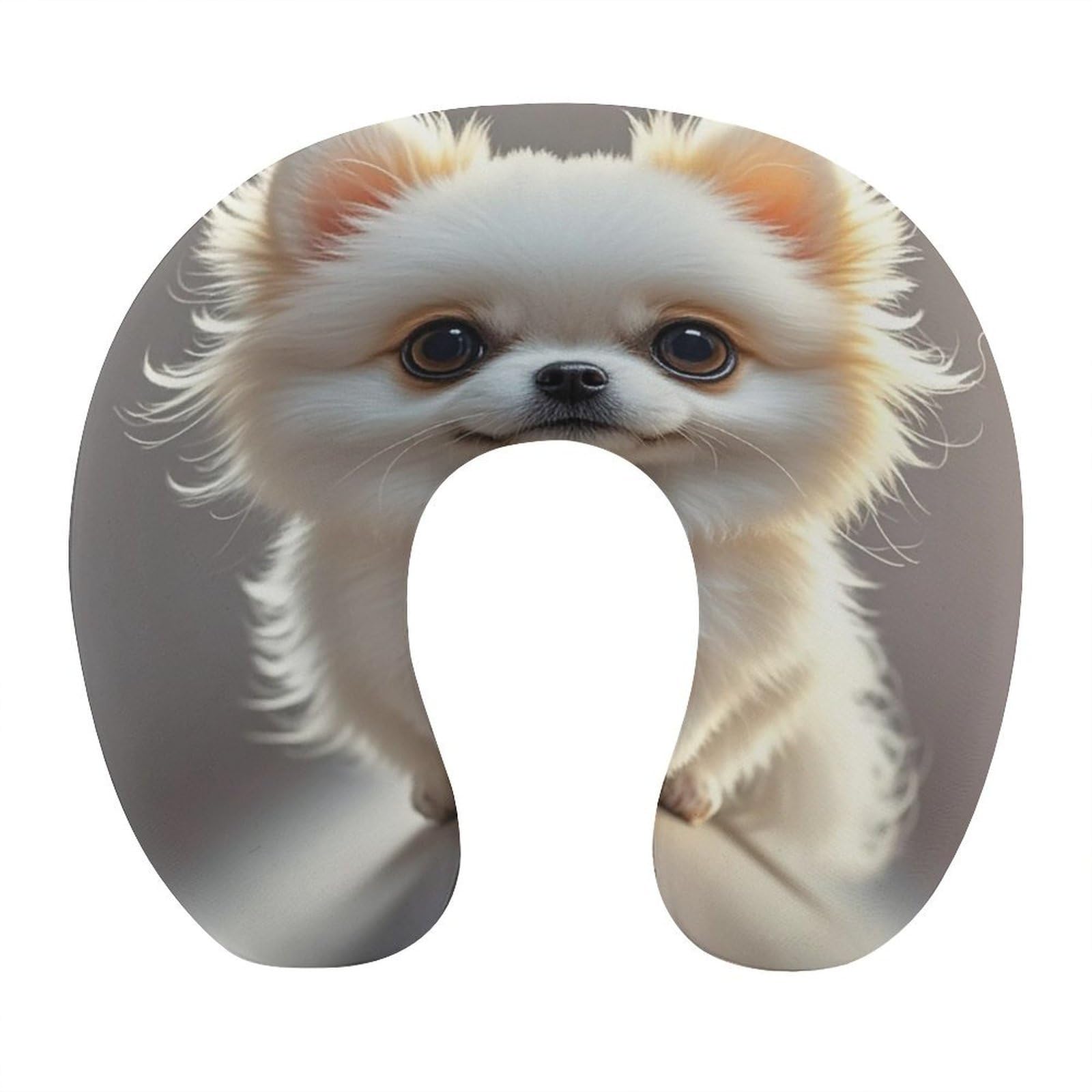 FekiLoot Cute Pomeranian Travel Pillow Comfortable U Shape Memory Foam Pillows Neck and Head Support Portable Travel Neck Pillow Suitable for Planes Trains Self-Driving Cars