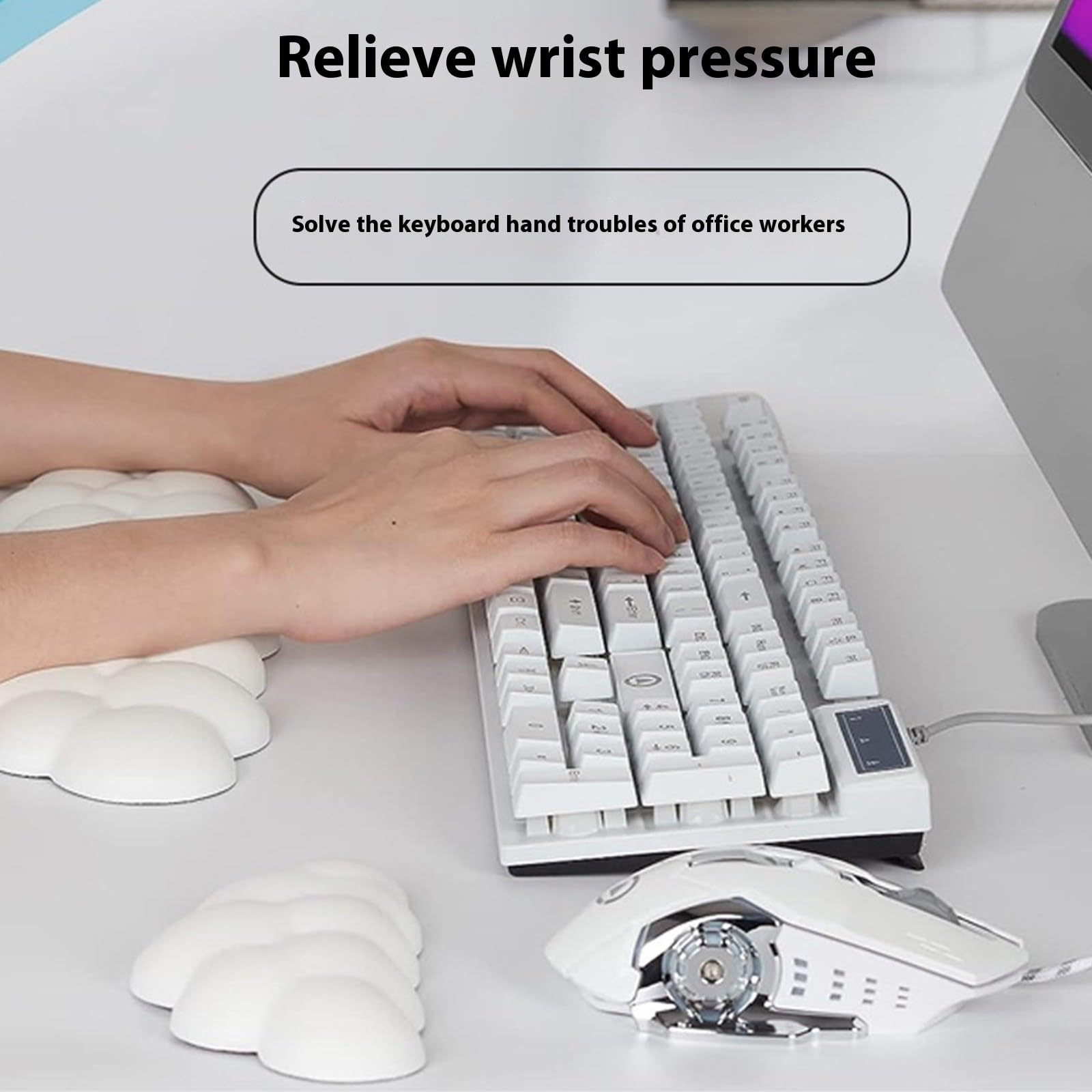 3. Atmungsaktive Silikon-Handgelenkauflage mit Gel-infundiertem Memory-Schaum, ergonomische Tastatur für Computertisch, Büro, Gaming-Zubehör, ergonomisches Handgelenkpolster für Büro