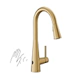 Moen Sleek MotionSense Kitchen Faucet, 7864EWBG | Touchless operation, Wave sensor, Pulldown sprayer, Power Clean spray, Brushed gold finish