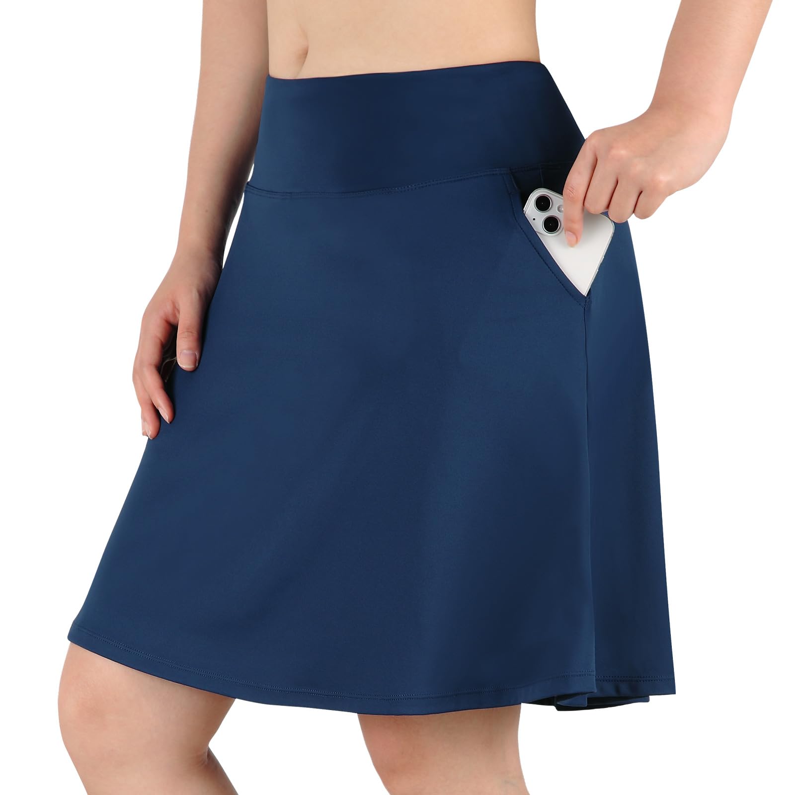 Turnhier Women's 20" Knee Length Skorts Skirts Casual Athletic Tennis Golf Skirt with Pockets