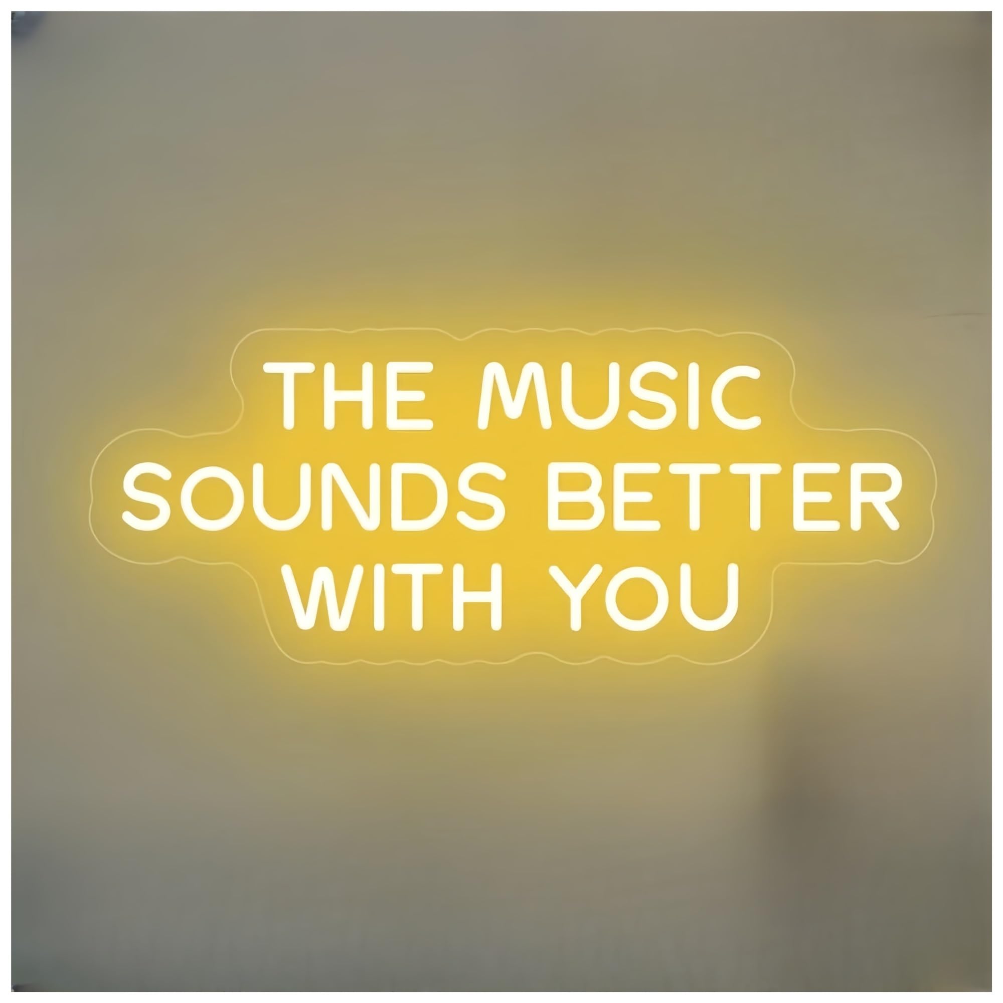 SHOUXI Sign Lamp Music Sounds Better with You Neon Sign Band Decor Room Bedroom House Music Bar 50cm(Yellow)