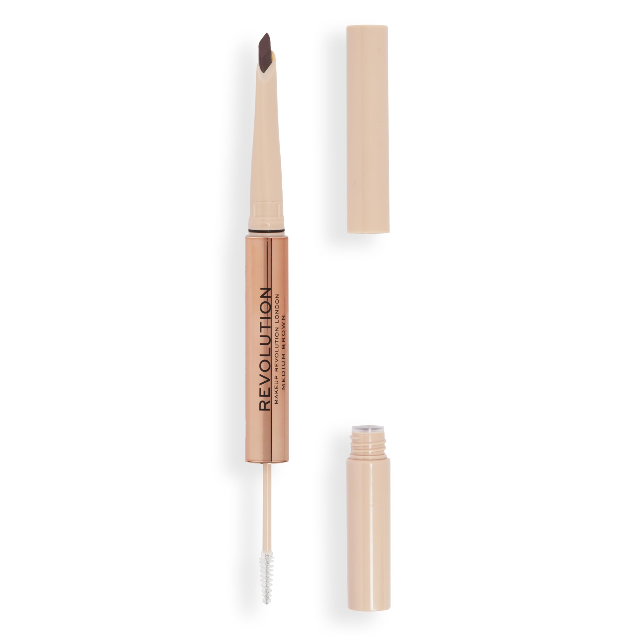 Revolution Beauty London Makeup Fluffy Brow Filter Duo, Brow Pencil & Eyebrow Gel, Available in 5 Shades, Medium Brown, 1pc